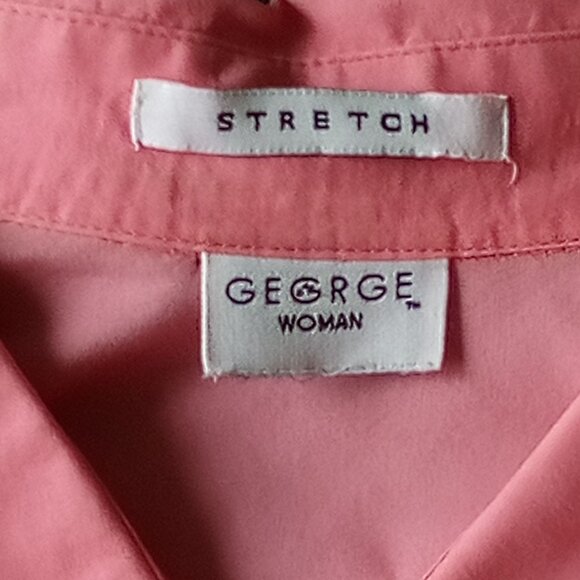 George Woman Stretch Pink Button-Up Long Sleeve Shirt - Picture 6 of 7